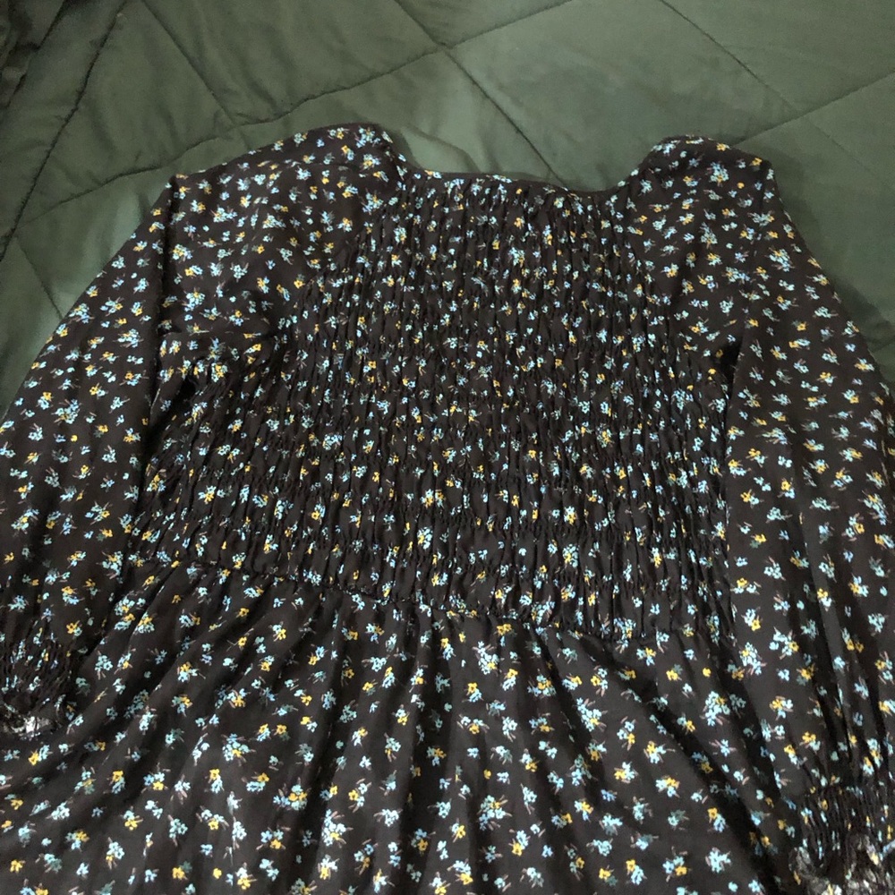 Ava & Viv Black Floral Off-Shoulder Dress with Blue & Yellow Blooms